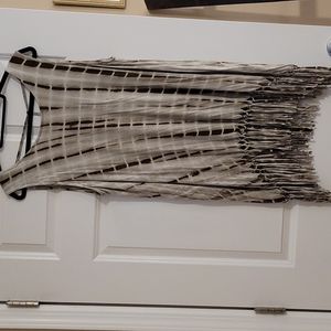 Brown & green fringe long tank top.
